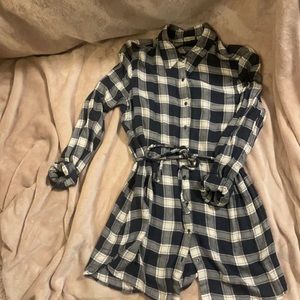 plaid button down dress